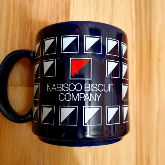Vintage Nabisco Biscuit Company Logo Coffee Mug Cup Dark Cobalt Blue - Picture 1 of 7